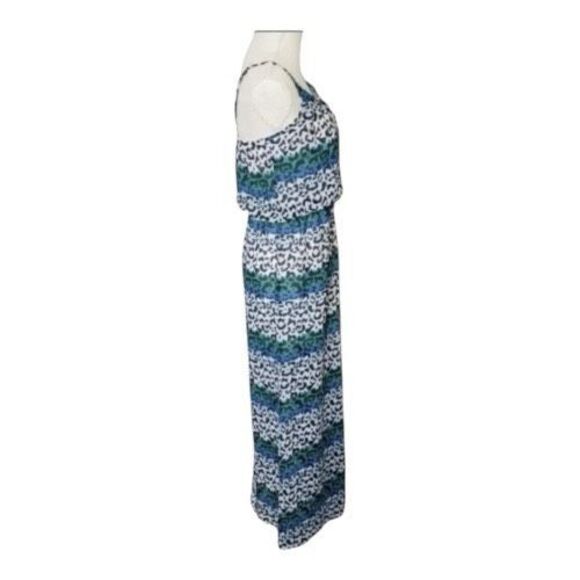 She's Cool Blue Multicolor Leopard Print Spaghetti Strap Summer Maxi Dress Small - Picture 4 of 8